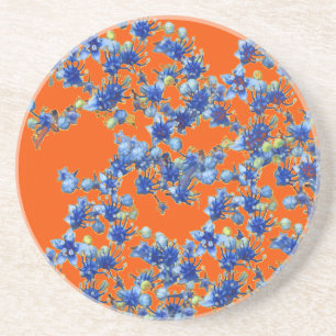 Porta-copos hidrangea laranja e azul