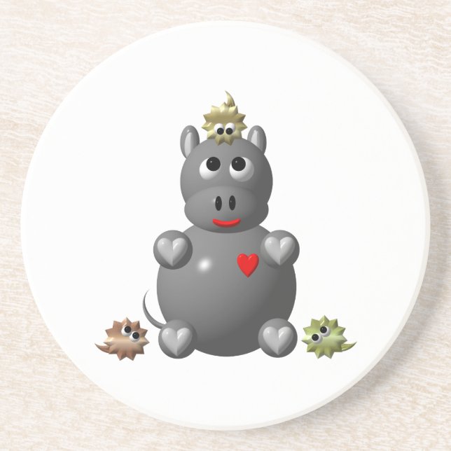 Porta-copos Hipopótamo Fofo com Hamsters (Frente)