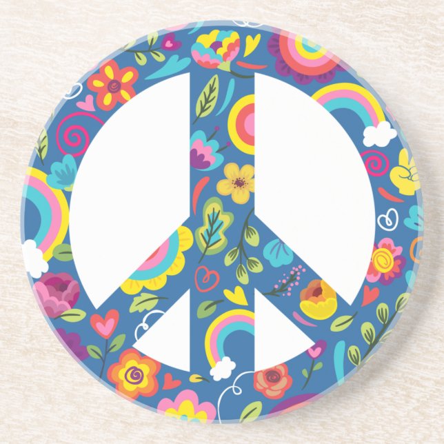 Porta-copos Hippy 60s Boho Peace Sign (Frente)