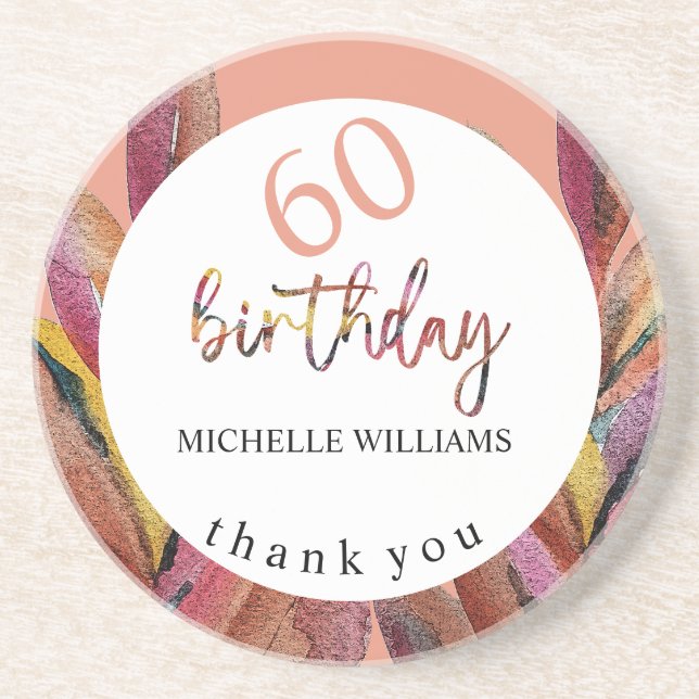 Porta-copos Hormona Tropical de Verão Penas Florais Rosa-Rosa  (Frente)