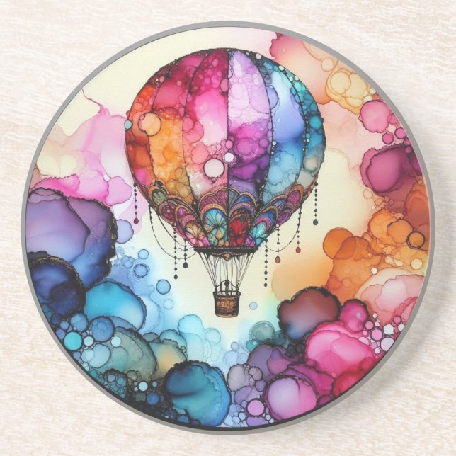 Porta-copos Hot Air Balloon Alcohol Ink (Frente)