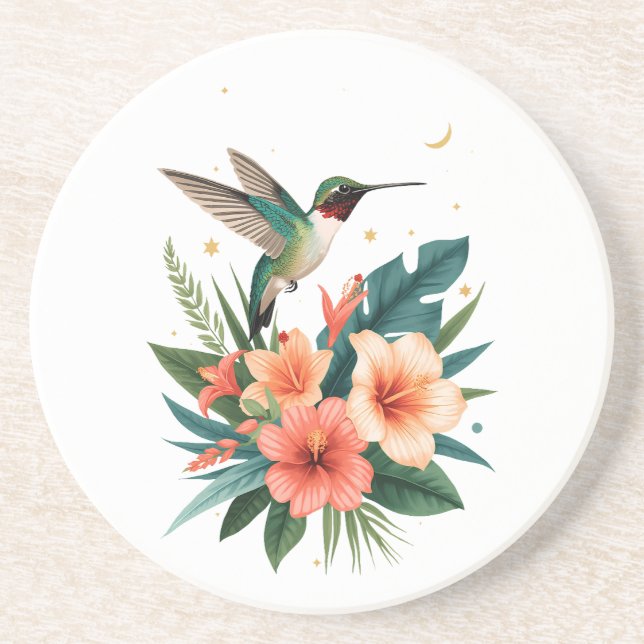 Porta-copos Hummingbird Bloom Sandstone Coaster (Frente)
