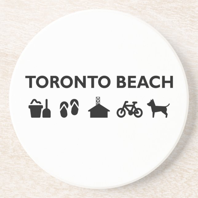 Porta-copos Ícones de Toronto Beach Monotone Black (Frente)