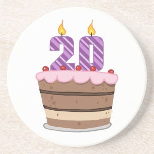 Porta-copos Idade 20 no bolo de aniversário