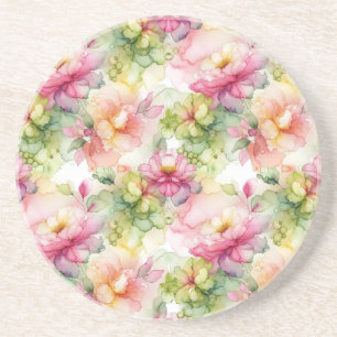 Porta-copos Ilustração de Tinta Álcool Pastel Flores