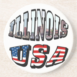 Porta-copos Imagem de Illinois e texto de sinalizador dos EUA