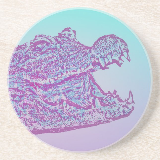 Porta-copos Impressão de crocodilo azul e roxo (Frente)
