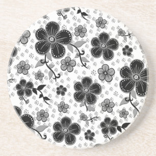 Porta-copos Impressão Floral preto-e-branco