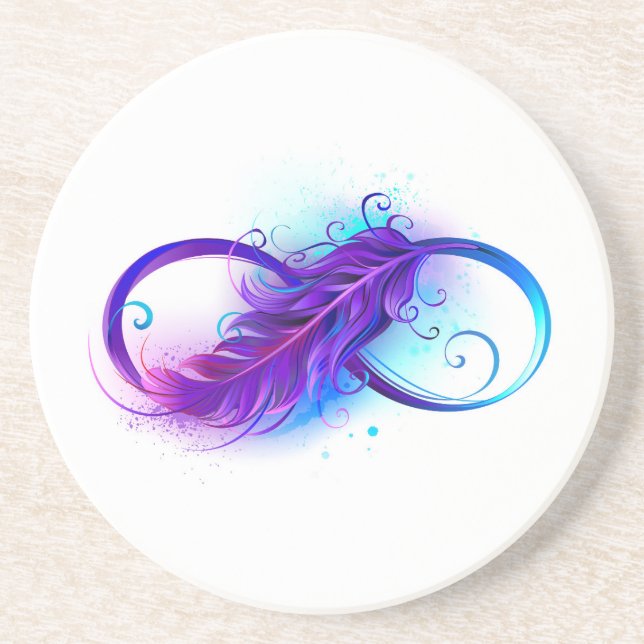 Porta-copos Infinidade com pena roxa (Frente)