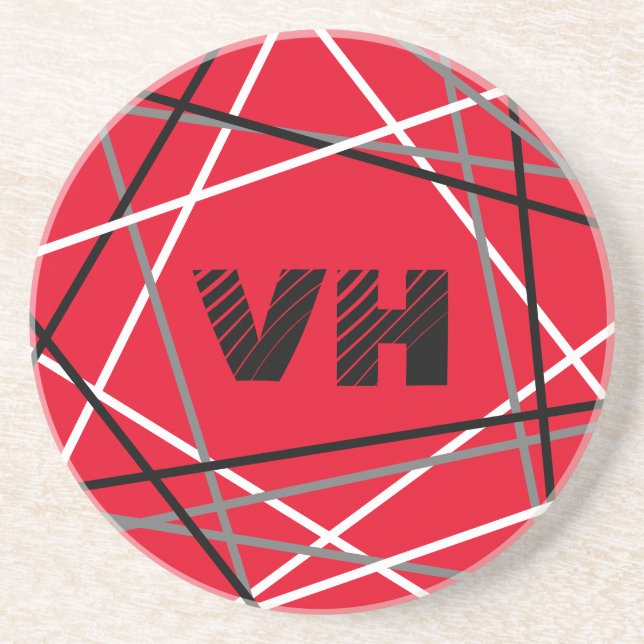 Porta-copos Iniciais de Nome de Violão com Faixa Vermelha lega (Frente)