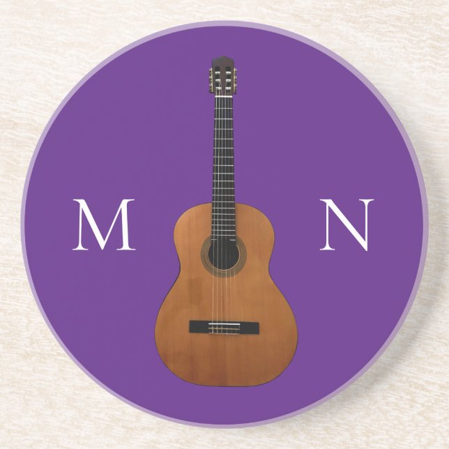 Porta-copos Instrumento Musical Guitar Monograma Trendy Purple (Frente)