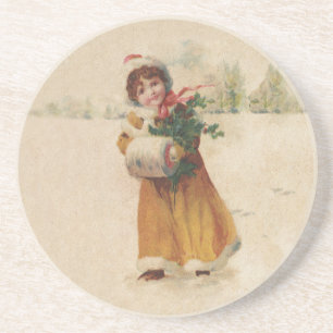 Porta-copos Inverno Natal vintage Criança de Neve