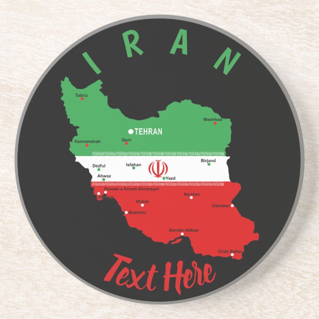 Porta-copos Iran Map with Flag and Emblem (Frente)