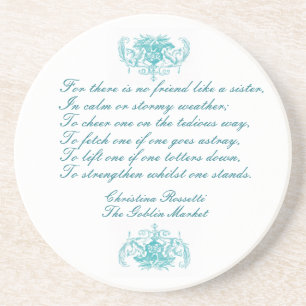 Porta-copos Irmãs Poem de Christina Rosetti em Tinta Azul