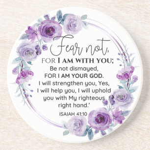 Porta-copos Isaiah 41:10 Medo não Escritura Floral Roxa