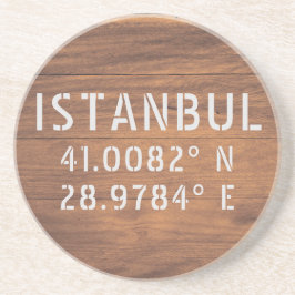 Porta-copos Istambul Latitude & Longitude Dark Wood