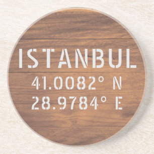 Porta-copos Istambul Latitude & Longitude Dark Wood