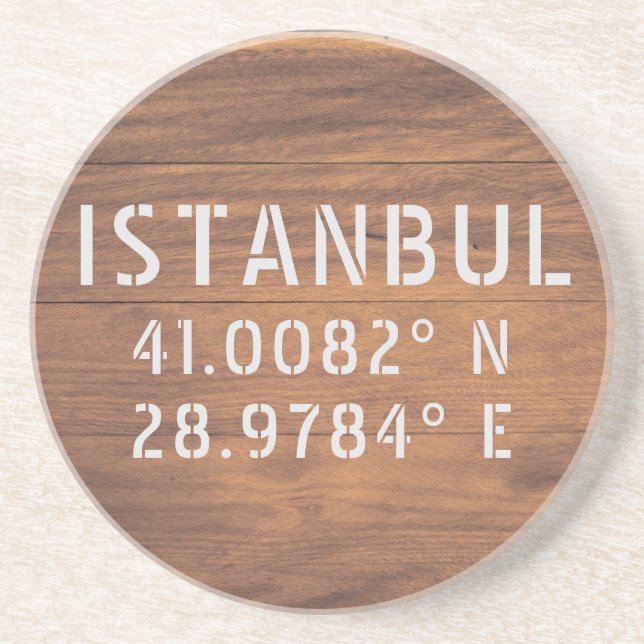 Porta-copos Istambul Latitude & Longitude Dark Wood (Frente)