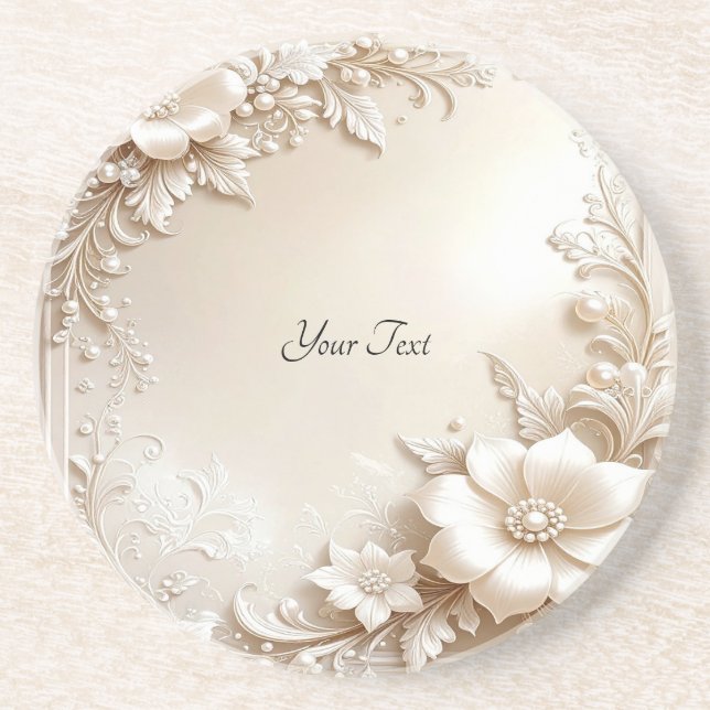 Porta-copos Ivory Flowers Sandstone Coaster (Frente)