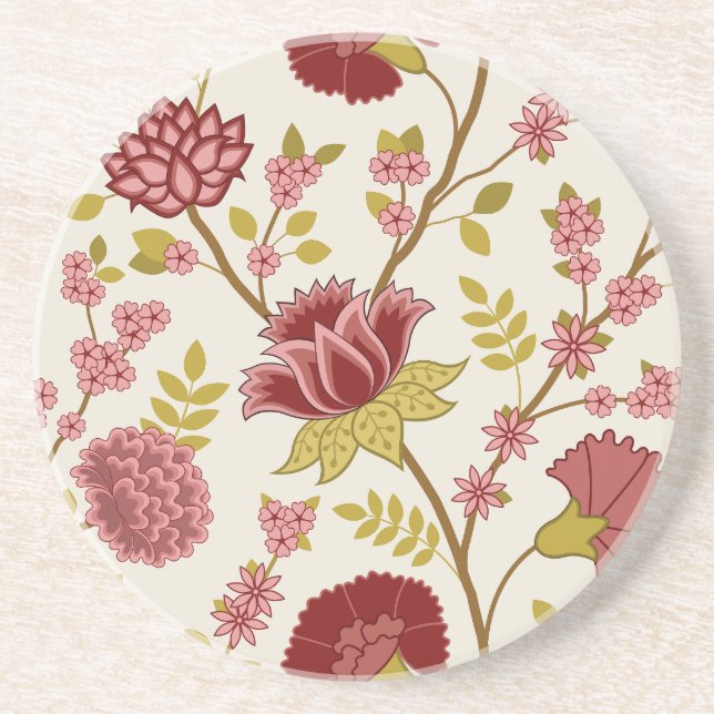 Porta-copos Jacobean Floral Lg Pattern Reds Pinks Dourado Crea (Frente)