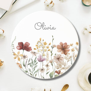 Porta-copos Jardim de Flores Silvestres em Aquarela Bonito