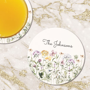 Porta-copos Jardim de Flores Silvestres em aquarela monogramad