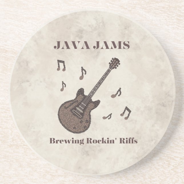 Porta-copos Java Jams-Brewing Rockin' Riffs-Café-Guitarra- (Frente)
