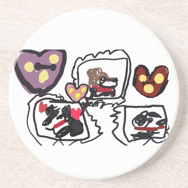 Porta-copos King Charles Spaniel hearts  (Frente)