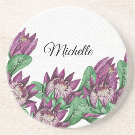 Porta-copos King protea Purple Watercolor pintada à mão