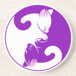 Porta-copos Kitty Cat Yin Yang Roxo