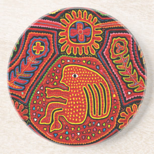 Porta-copos Kuna Indian Girl em uma bicicleta