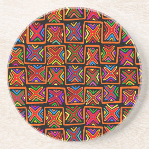 Porta-copos Kuna Indian Mola Verificação Tribal - Vermelho