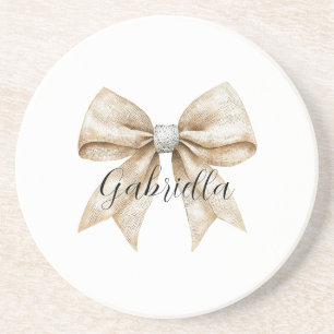 Porta-copos Laço de Creme Prateado Glamouroso