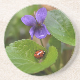 Porta-copos Ladybug em Flores de Violeta Doce
