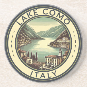 Porta-copos Lago Como Itália Ilustração Crachá Viagem Art