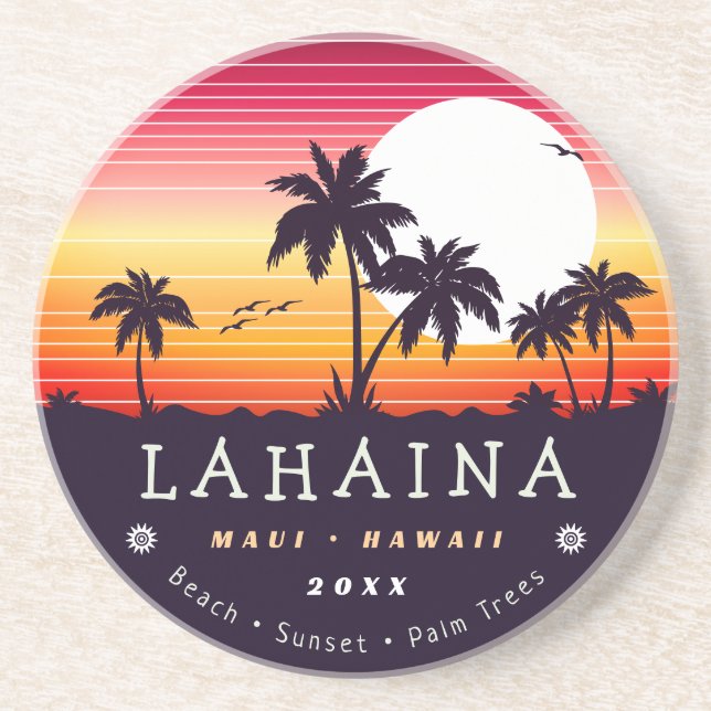 Porta-copos Lahaina Maui Hawaii Retro Sunset Souvenirs 60s (Frente)