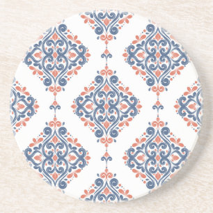 Porta-copos Laranja Azul Ornamental: Sem Costura Vintage