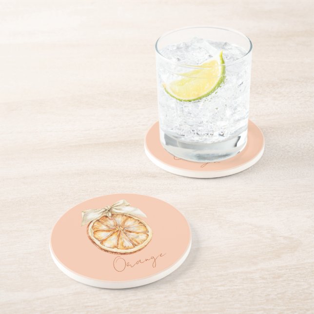 Porta-copos Laranja com Laço de Creme Bonito (Lateral)