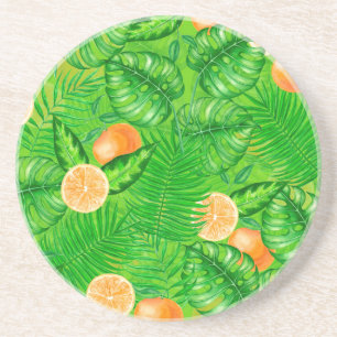 Porta-copos Laranjas e folhas tropicais