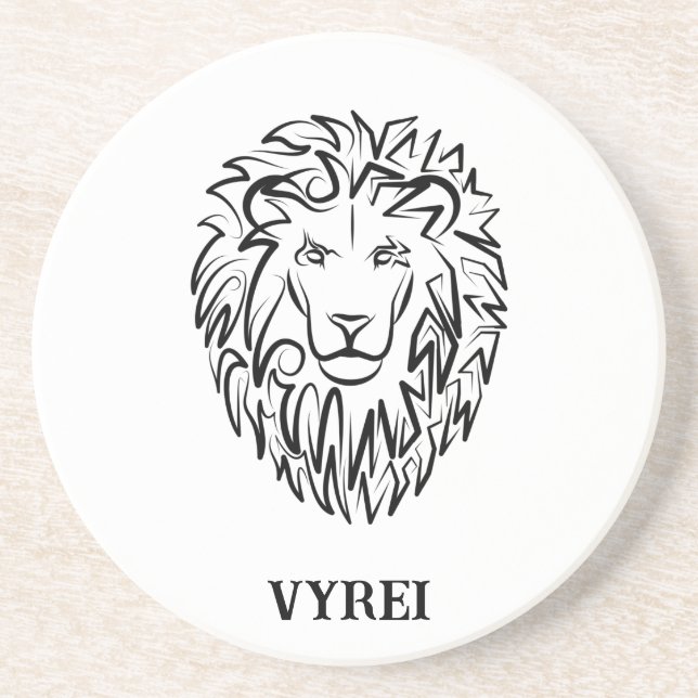 Porta-copos Leão Tribal Negro e Branco (Frente)