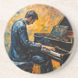 Porta-copos Leitor de Piano - Pintura de Óleo