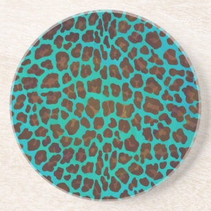Porta-copos Leopard Brown e Teal Impressão