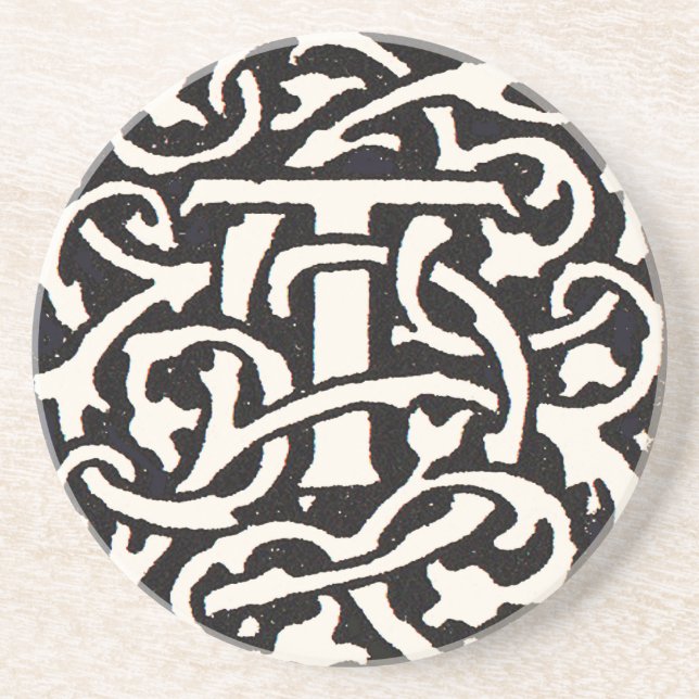 Porta-copos Letra Art Nouveau Monograma Antigo (Frente)