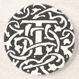 Porta-copos Letra Art Nouveau Monograma Vintage T