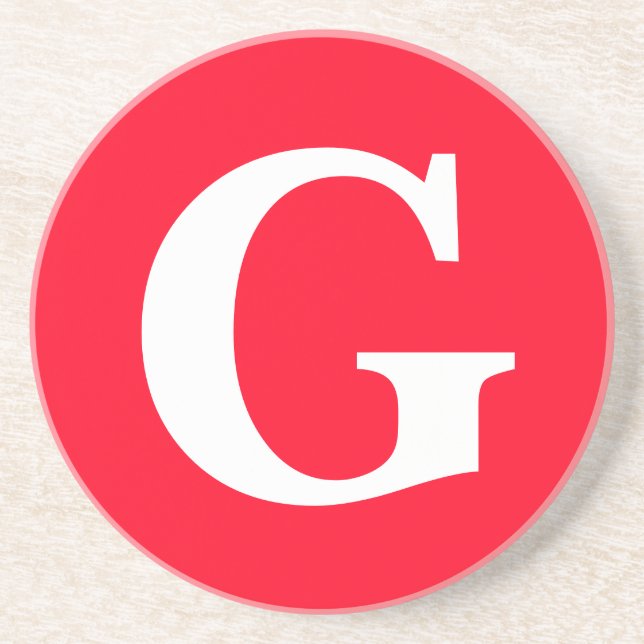 Porta-copos Letra inicial monograma branco branco simples (Frente)