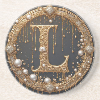Porta-copos Letra Inicial Monograma Dourado L
