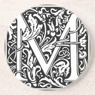 Porta-copos Letra M Monograma Medieval Art Nouveau