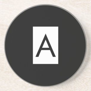 Porta-copos Letra Negra Branco Monograma Inicial Simples Simpl