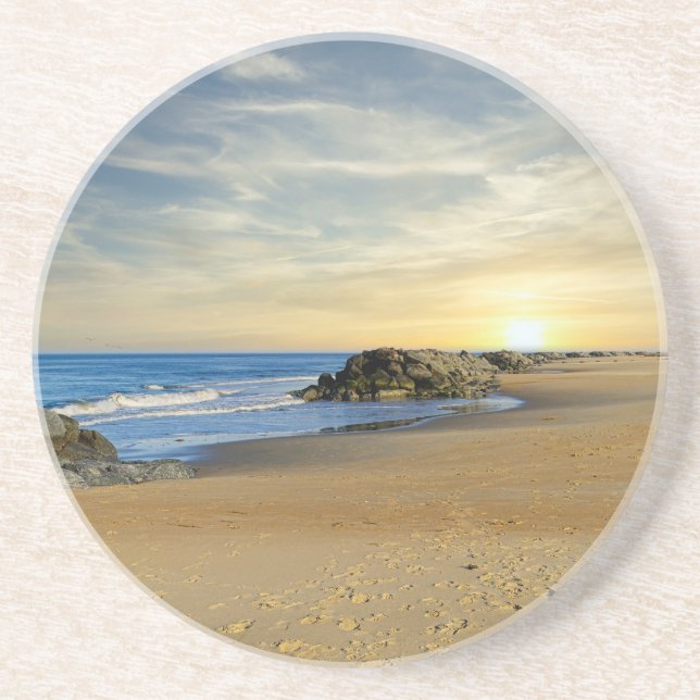 Porta-copos Levantamento do sol em uma costa arenosa (Frente)