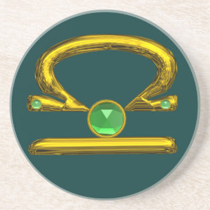 Porta-copos LIBRA ZODIAC BIRTHDAY JEWEL Emerald, Dourado e ver